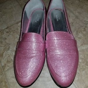 Urban Outfitters Pink Glitter Shiny Loafer 9